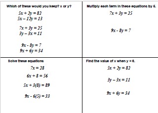 Simultaneous Equation Skills